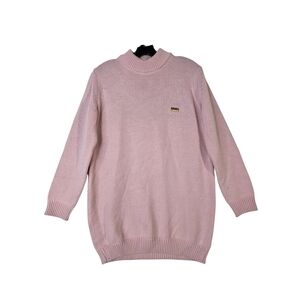 GCDS knit wool and dralon blend Crew Neck Sweater with gold minimalist tag front